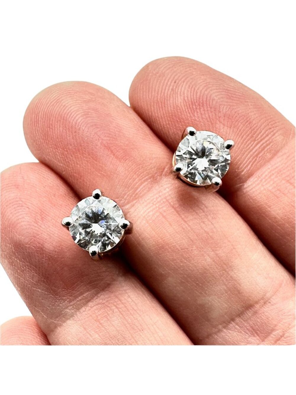 14K Yellow Gold Earrings 7mm Cubic Zirconia Studs Pierced